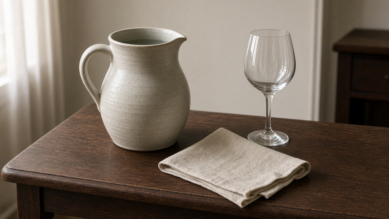 Alcohol addiction treatment still life with an empty amber bottle beside a water glass
